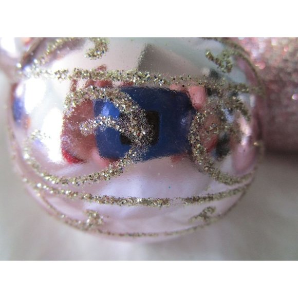 Assorted Light Pink Shatterproof Ornaments Glitter Glossy Scroll GUC Twelve - Picture 5 of 15